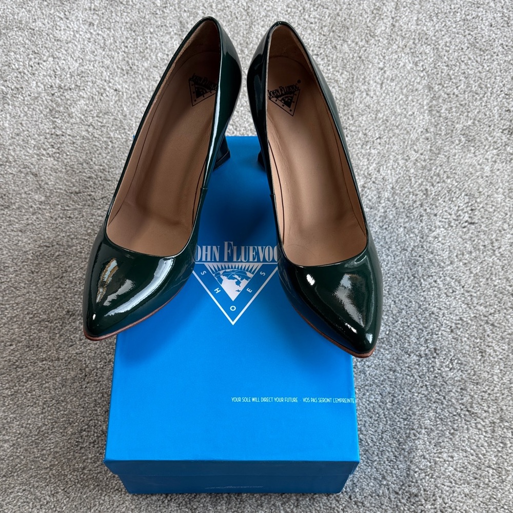 John Fluevog “Desmond” Evergreen Patent Heels